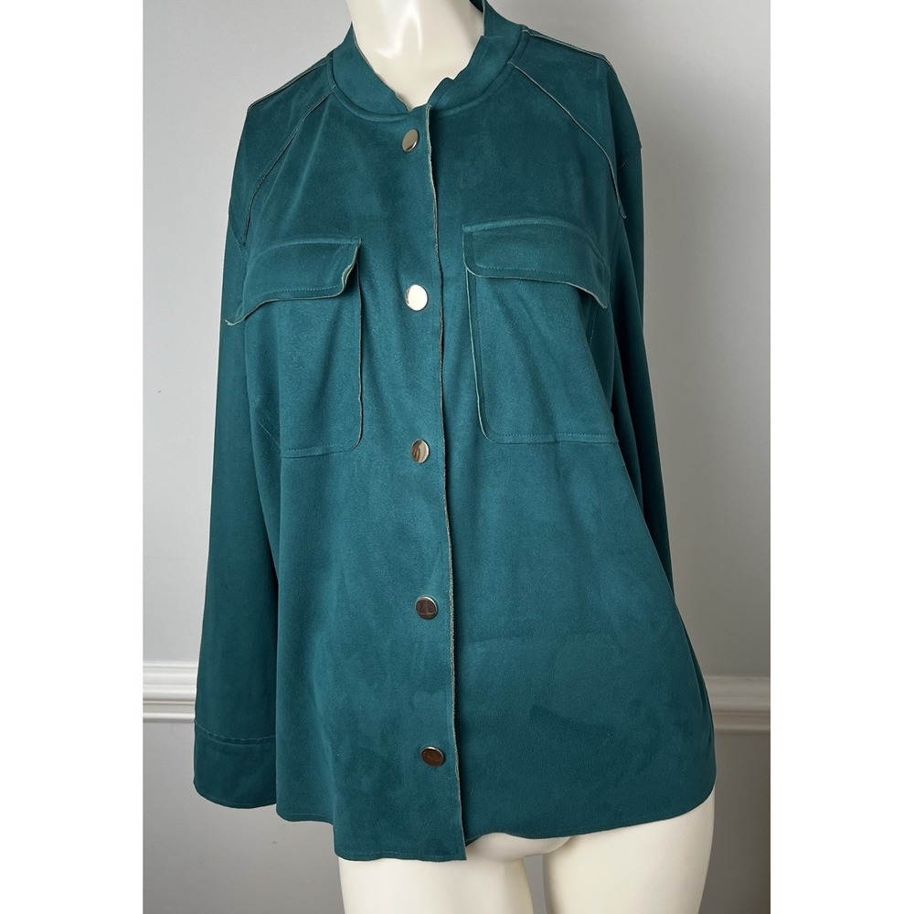 Chico's Jacket Double Face Faux Suede Jacket Pacific Teal Chico's size 3 (16 XL)